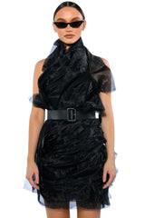 ISADORA BELTED HALTER NECK MINI DRESS
