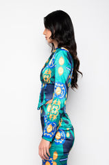 ISLAND TIME SATIN CROP COLLARED BLOUSE