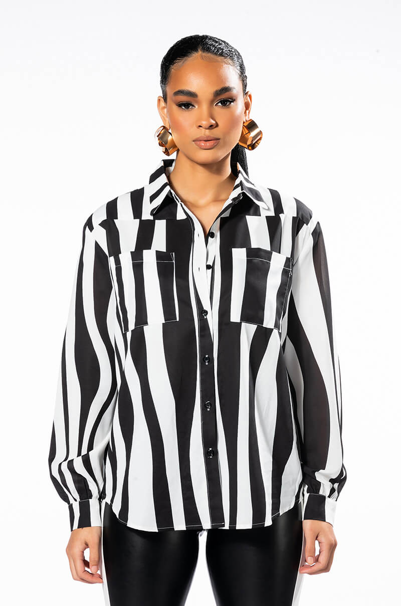 EXOTICA SATIN BUTTON DOWN BLOUSE