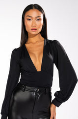 ITS GETTING LATE LONG SLEEVE VNECK CHEEKY BODYSUIT