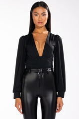 ITS GETTING LATE LONG SLEEVE VNECK CHEEKY BODYSUIT