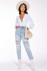 ITS GETTING LATE LONG SLEEVE VNECK CHEEKY BODYSUIT