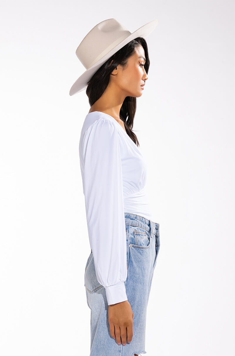 ITS GETTING LATE LONG SLEEVE VNECK CHEEKY BODYSUIT