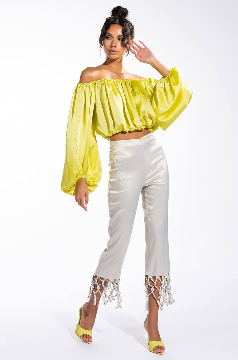 RAYLA OFF THE SHOULDER CROPPED BLOUSE
