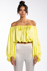 RAYLA OFF THE SHOULDER CROPPED BLOUSE