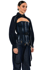 IT'S THE DETAILS FOR ME DENIM CORSET AND CROPPED JACKET