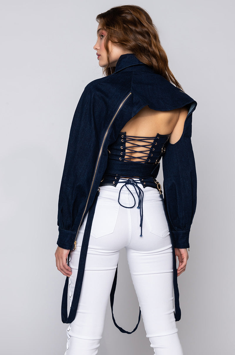 IT'S THE DETAILS FOR ME DENIM CORSET AND CROPPED JACKET