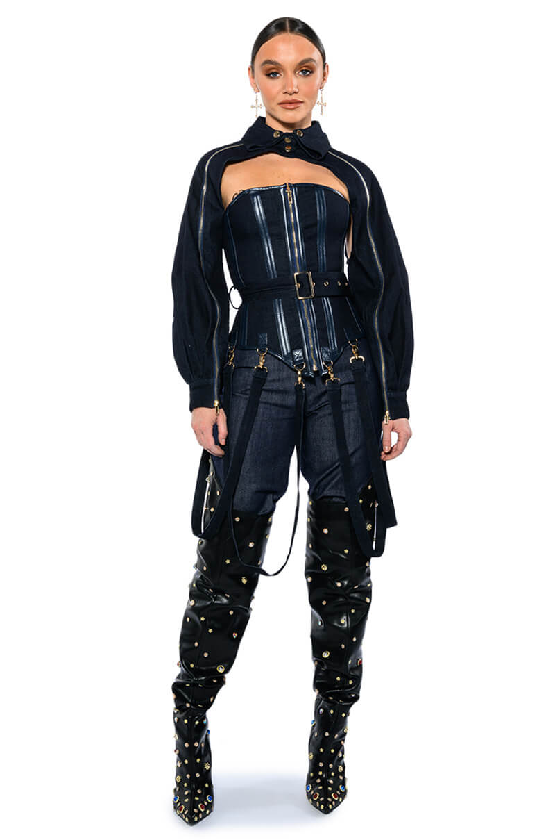 IT'S THE DETAILS FOR ME DENIM CORSET AND CROPPED JACKET