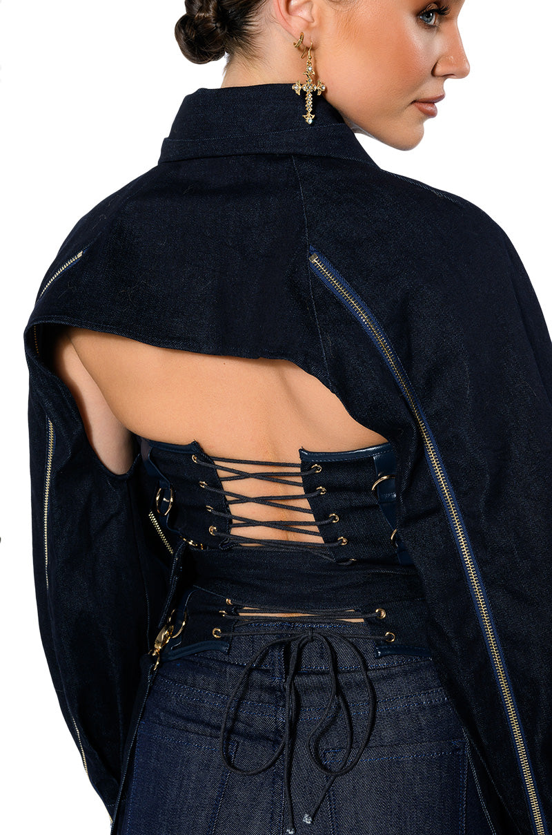 IT'S THE DETAILS FOR ME DENIM CORSET AND CROPPED JACKET