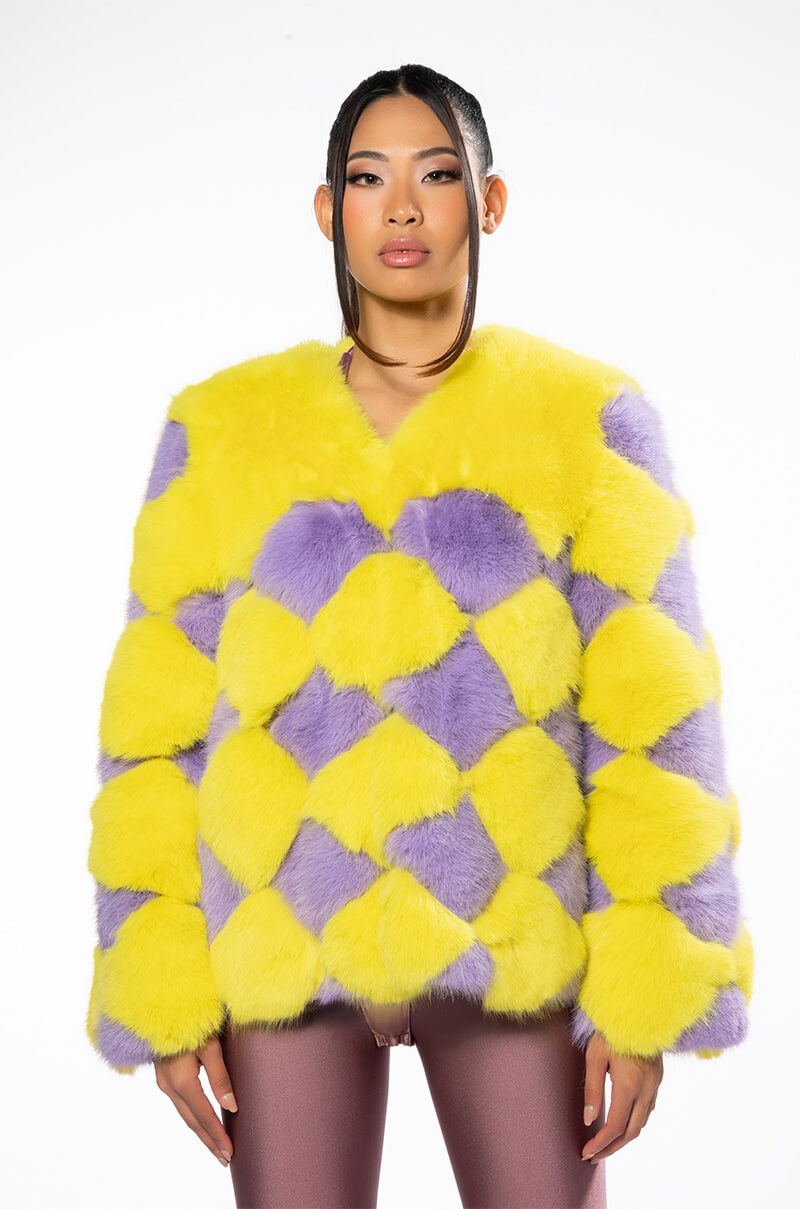 JAYLEY BRAND FAUX FUR JESTER JACKET
