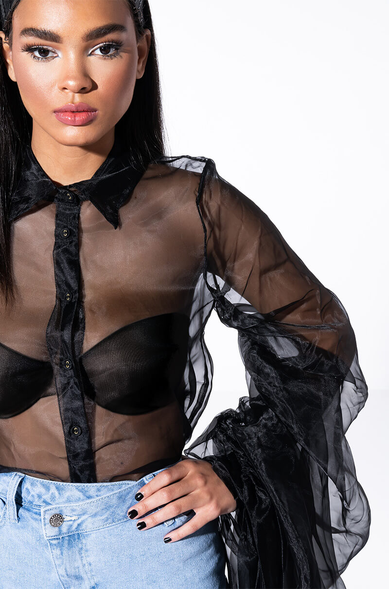 JOYEUX ANNIVERSAIRE SUPER VOLUMINOUS SLEEVE BLOUSE