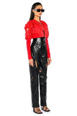 JUMP AROUND RELAXED CUTOUT FAUX LEATHER PANT