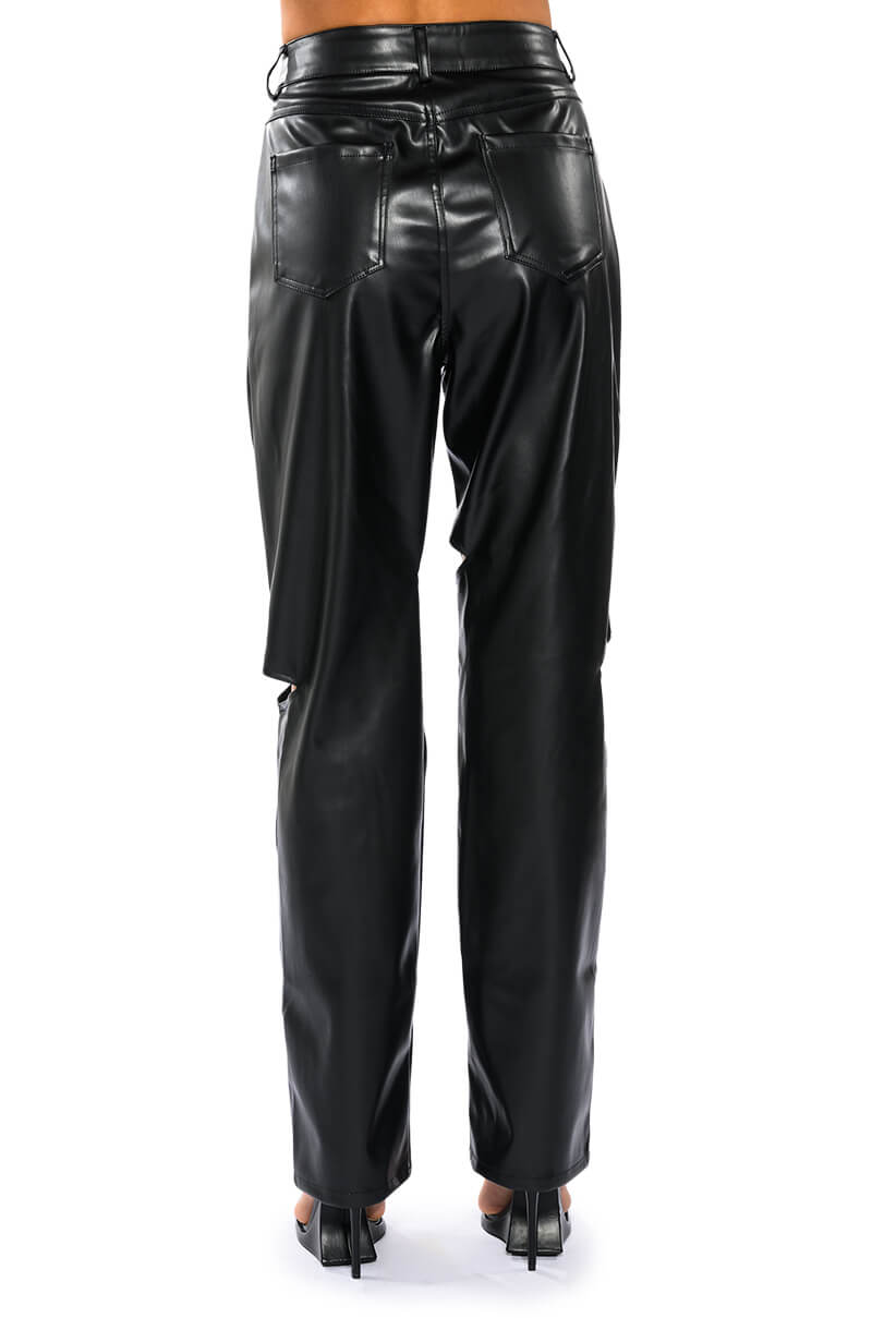JUMP AROUND RELAXED CUTOUT FAUX LEATHER PANT