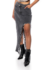 JUST WANNA DANCE HIGH LOW DENIM SKIRT
