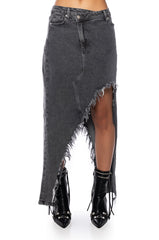 JUST WANNA DANCE HIGH LOW DENIM SKIRT