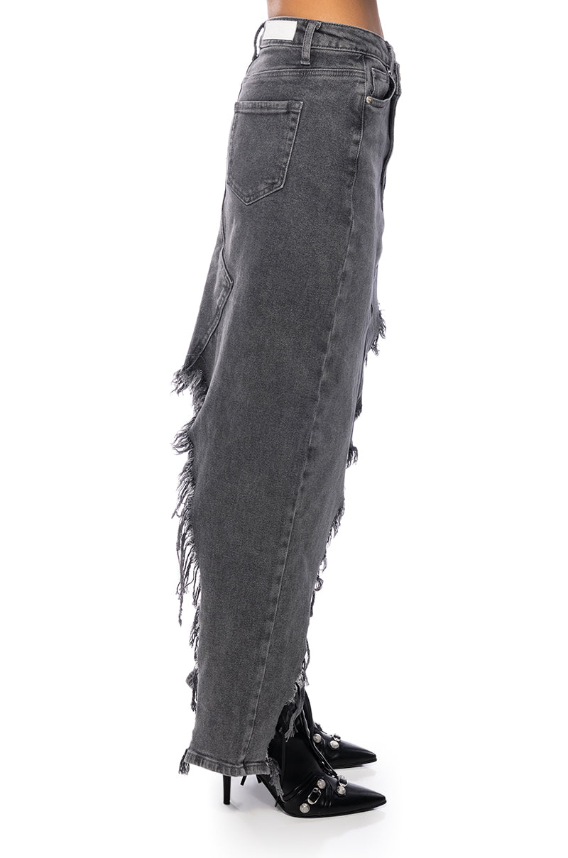 JUST WANNA DANCE HIGH LOW DENIM SKIRT
