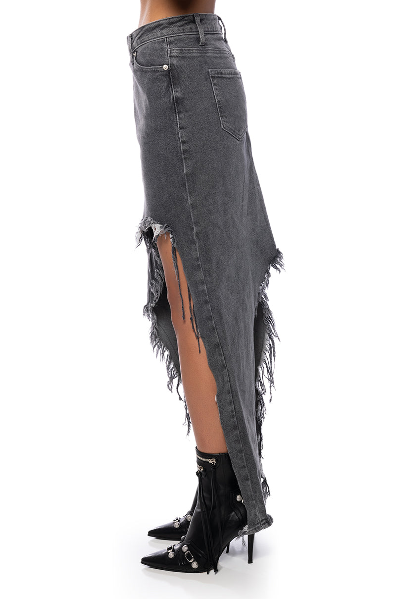 JUST WANNA DANCE HIGH LOW DENIM SKIRT