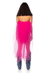 KADEN STRAPLESS HIGH LOW TULLE TOP IN PINK