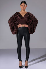 FLOWY PLEATED SATIN BLOUSE