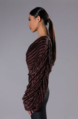 FLOWY PLEATED SATIN BLOUSE