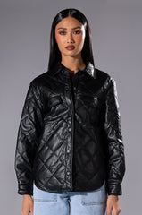 KATE FAUX LEATHER QUILTED BUTTONDOWN SHIRT