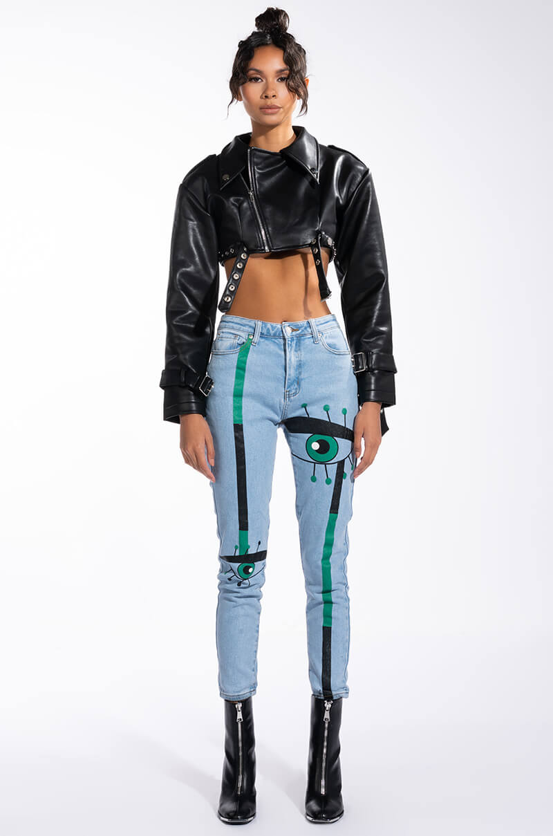 KEEP AN EYE ON ME PAINTED HIGH WAISTED SKINNY JEAN