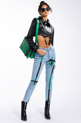 KEEP AN EYE ON ME PAINTED HIGH WAISTED SKINNY JEAN