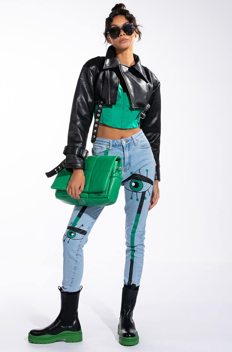 KEEP AN EYE ON ME PAINTED HIGH WAISTED SKINNY JEAN