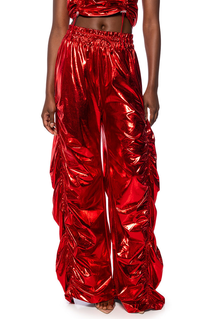 KEEP BREATHIN METALLIC PU TUBE TOP PANT SET