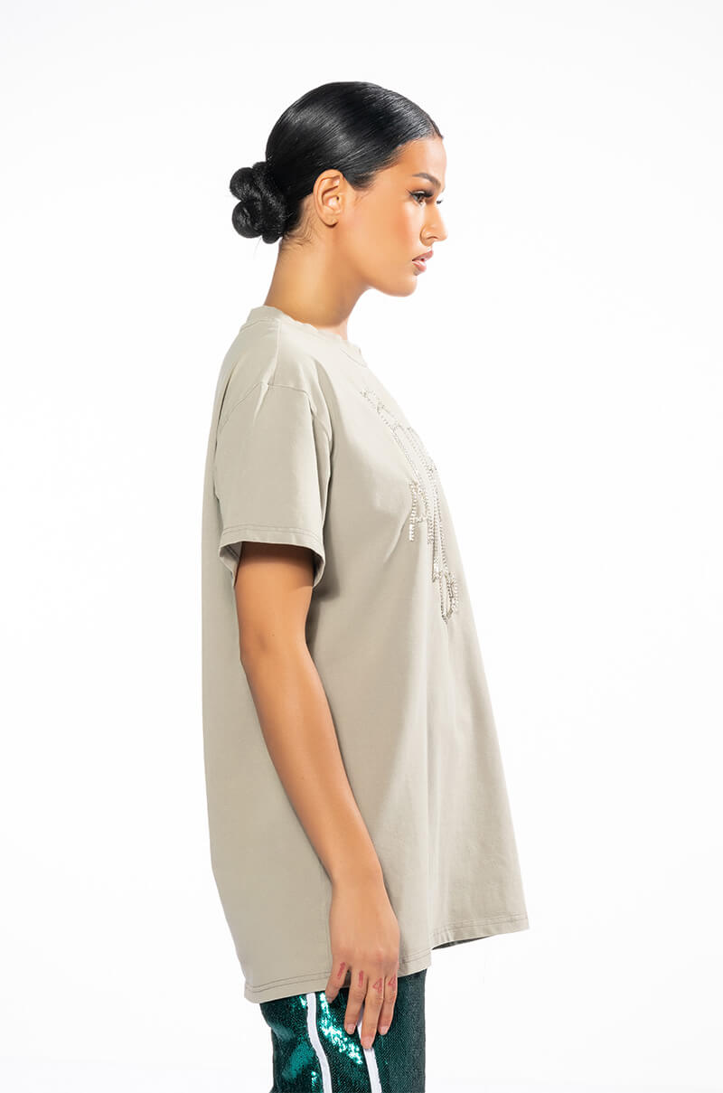KEEP EM GUESSING RHINESTONE EMBELLISHED TSHIRT