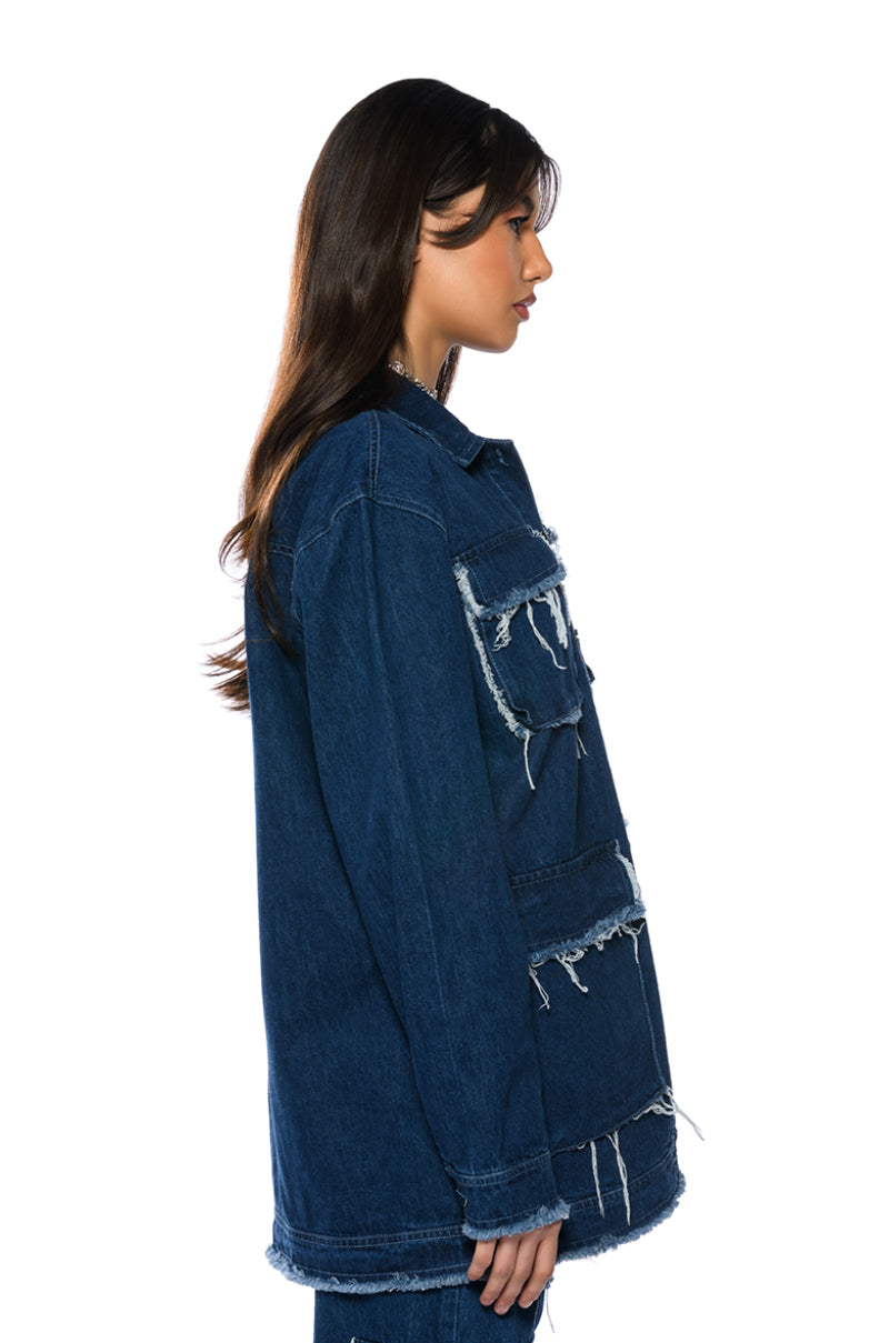 MILA DENIM POCKET DETAIL BUTTONDOWN