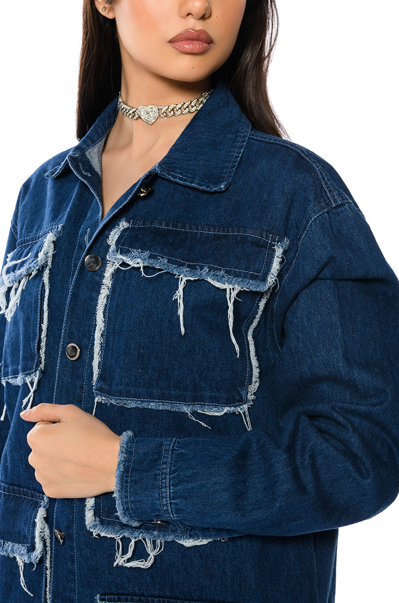 MILA DENIM POCKET DETAIL BUTTONDOWN