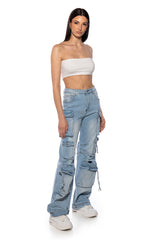 KEEP IT ON THE LOW RELAXED FIT CARGO JEANS