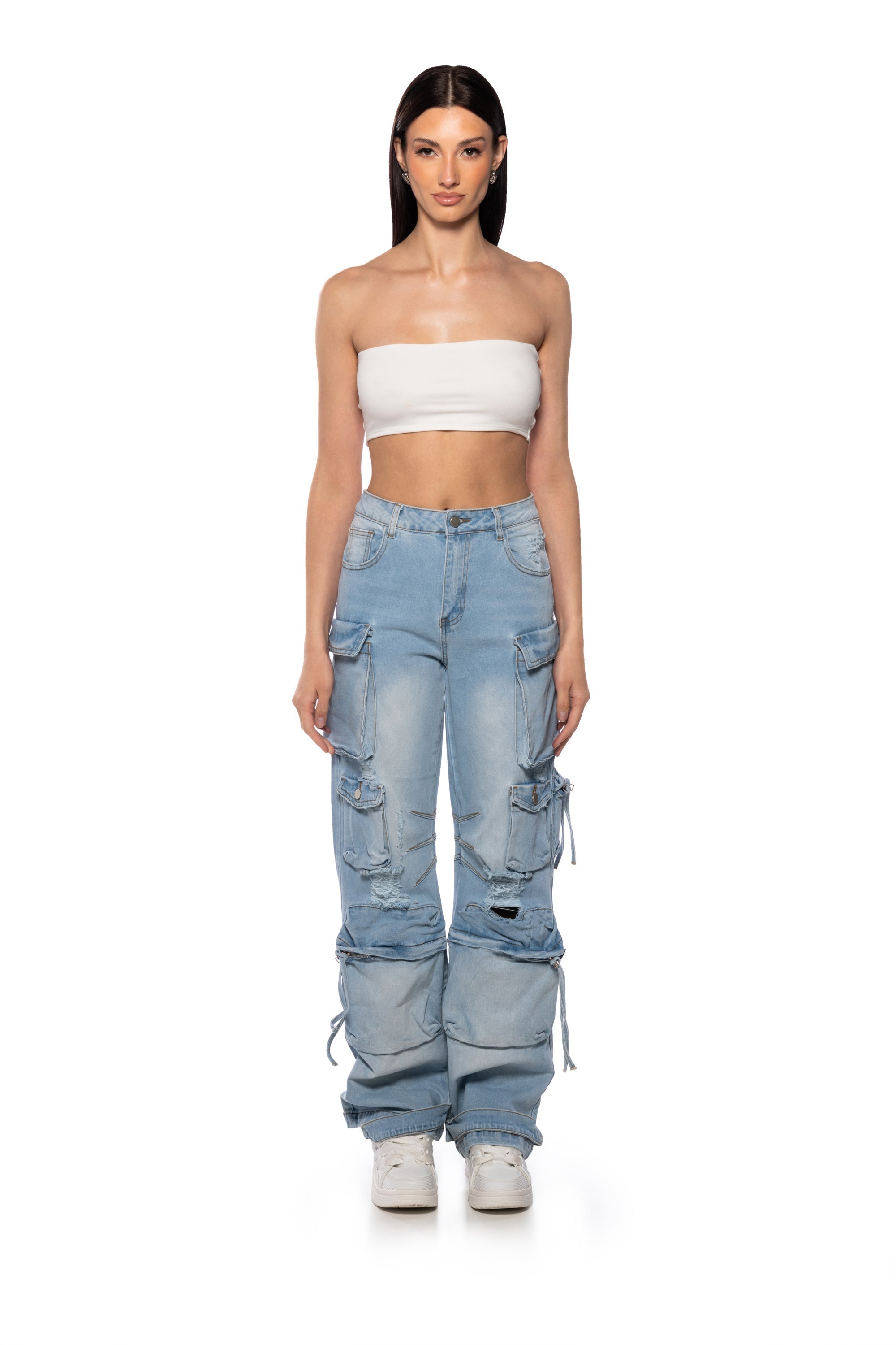 KEEP IT ON THE LOW RELAXED FIT CARGO JEANS