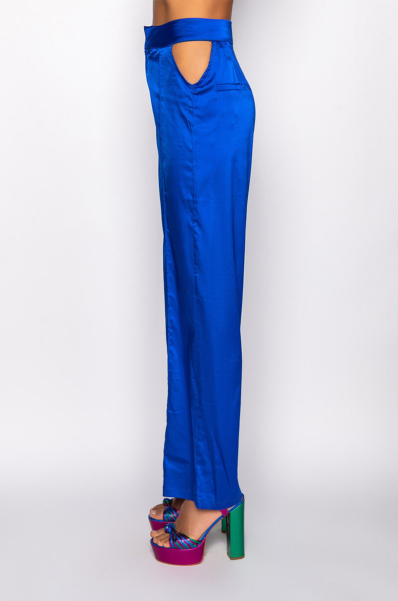 KEEP IT SIMPLE HIGH WAISTED SATIN TROUSER