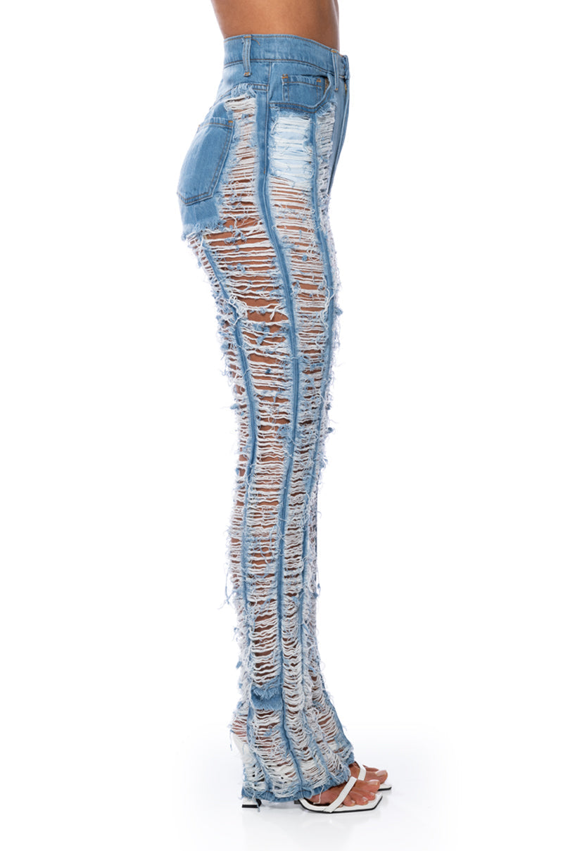 KEEP IT TOGETHER FULLY DISTRESSED STRAIGHT JEANS