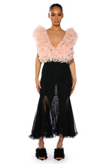 KEEP UP MERMAID FLARE MESH MIDI SKIRT