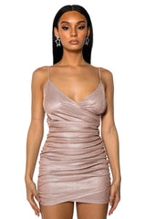 KEEP UP ULTRA SHIMMER STRAPLESS MINI DRESS