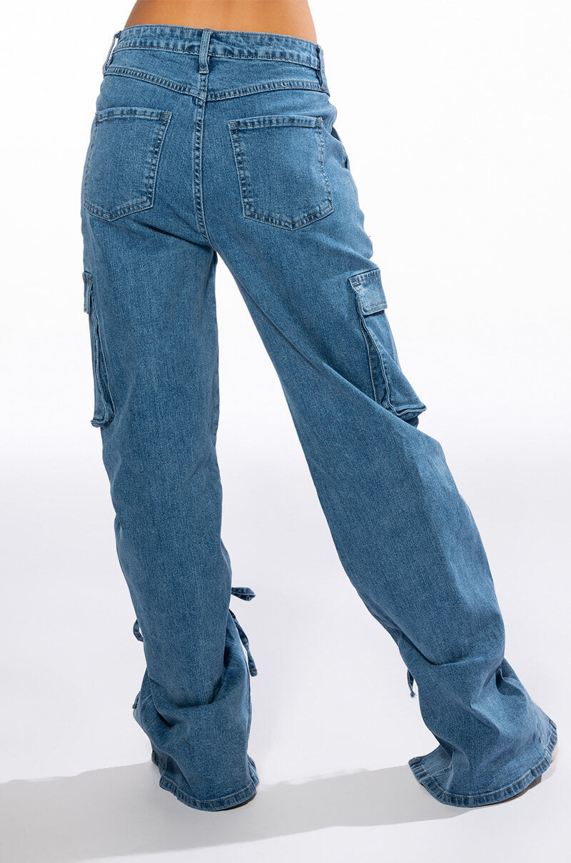 KENNA FRONT TIE DETAIL CARGO JEANS