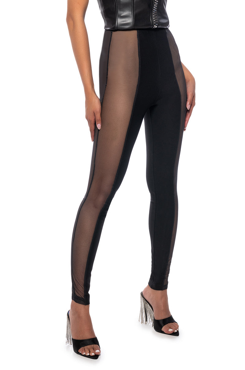 KENNA PANEL MESH LEGGING IN BLACK