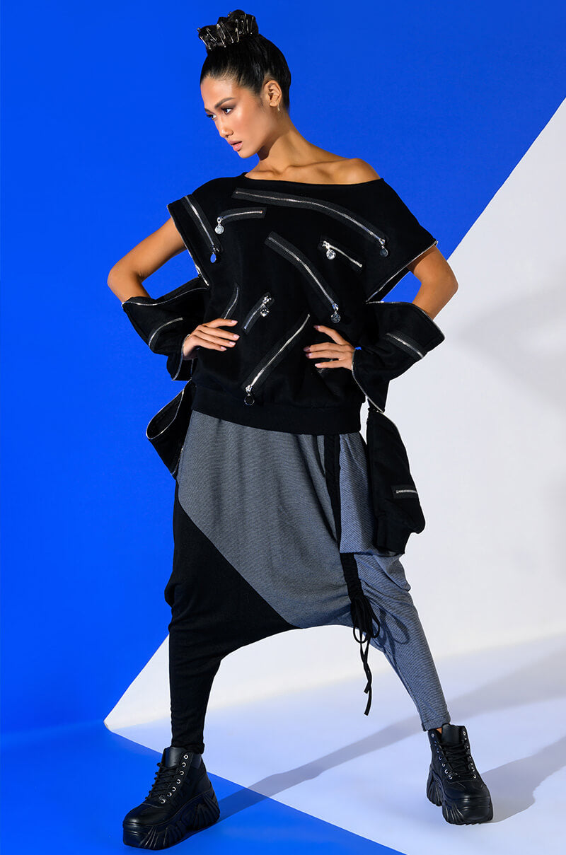 KENNEDY CINCHED ASYMMETRICAL DROP WAIST PANT