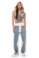 KIARA RELAXED JOGGER WITH DENIM DETAIL