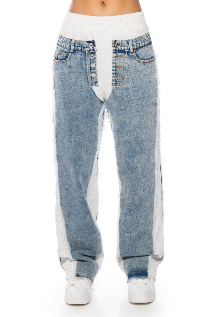 KIARA RELAXED JOGGER WITH DENIM DETAIL