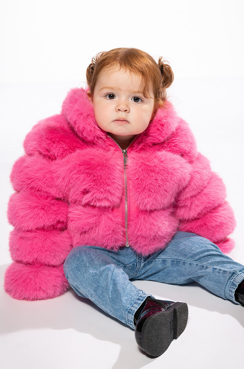 KIDS BARBZ FAUX FUR JACKET