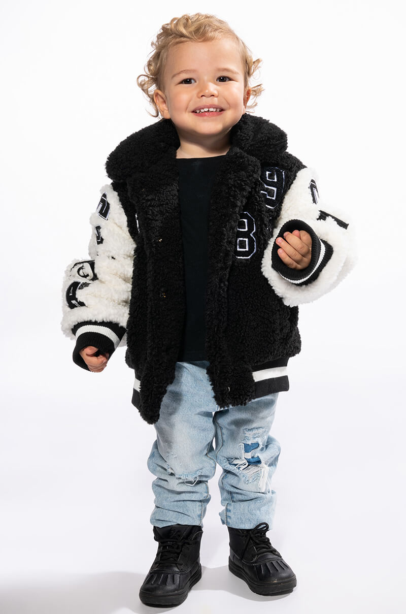 SOLO BEAR TEDDY VARSITY JACKET IN KIDS