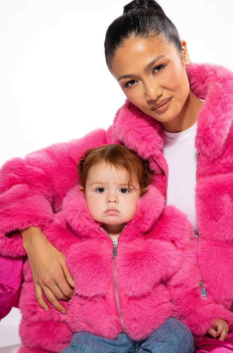 KIDS BARBZ FAUX FUR JACKET