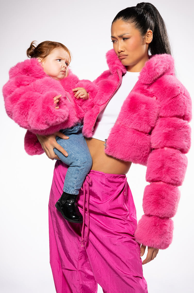 KIDS BARBZ FAUX FUR JACKET