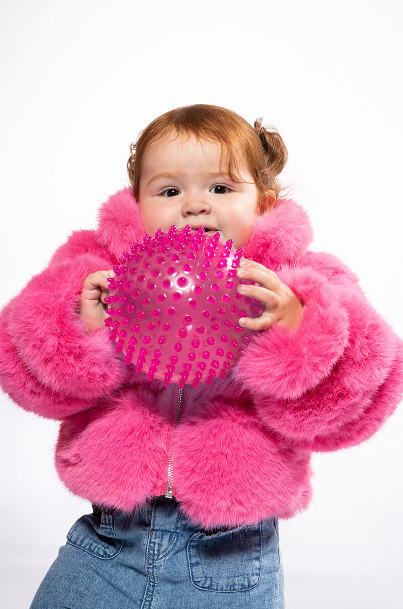 KIDS BARBZ FAUX FUR JACKET