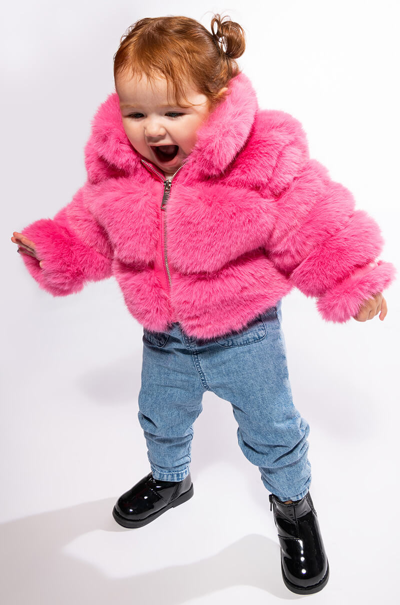 KIDS BARBZ FAUX FUR JACKET