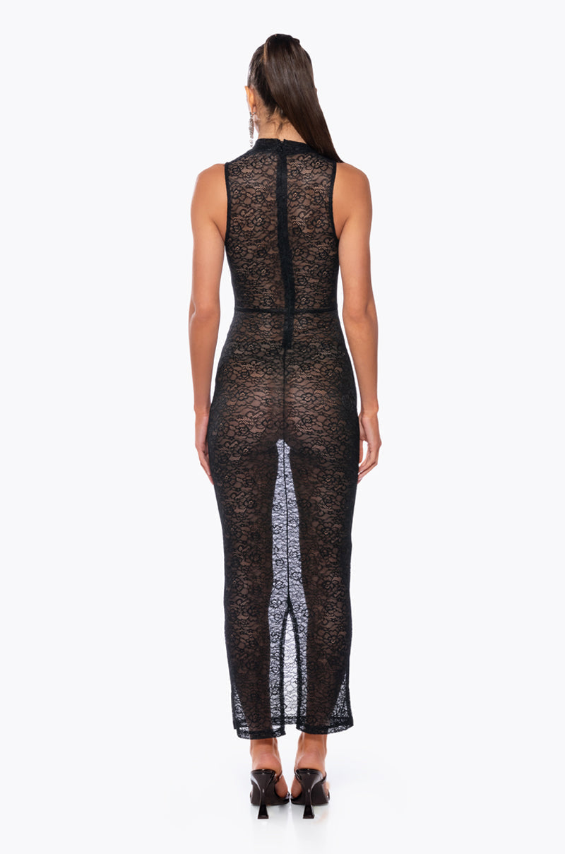 KIKI HIGH NECK LACE MAXI DRESS